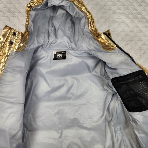 Champion x NASA Gold Metallic Hooded Puffer Jacket - Men's Size Large L - Picture 10 of 11